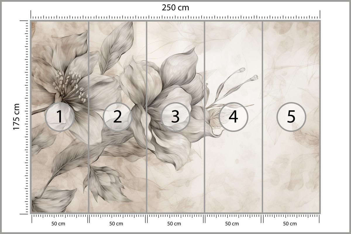 FOTOTAPETE für Wohnzimmer Abstrakt Blume Pflanzen 250x175 - Beige/Braun, Papier (250/175cm) - Muralo