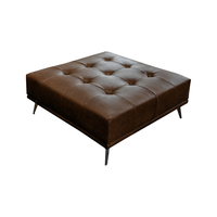 HOCKER WIOLO Dunkelbraun Leder - Dunkelbraun/Silberfarben, Leder/Metall (110/42/110cm) - KAWOLA