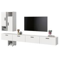 WOHNWAND weiß 300 cm, Wohnkombination hängend / stehend - Schwarz/Weiß, Holzwerkstoff/Kunststoff (300/178/34cm) - Inn.Furn