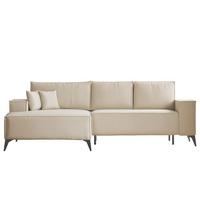 ECKSOFA OTIS Links, mit Schlaffunktion und Bettkasten, Creme - Creme, Textil/Metall (294/185cm) - Idohome