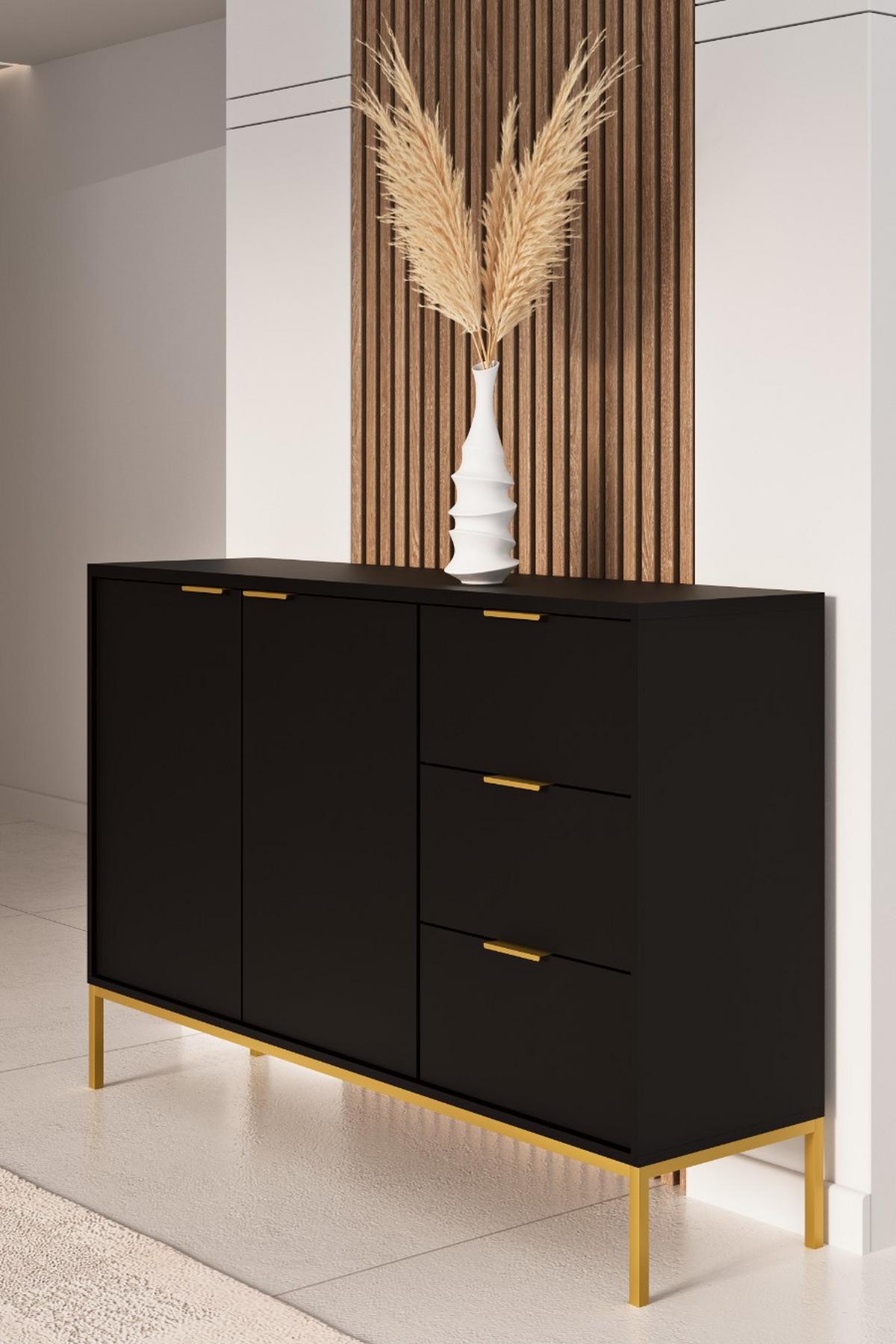 KOMMODE Austin 40/100,4/150 - Goldfarben/Schwarz, Holzwerkstoff (40/100/150cm) - RAUMHIRSCH FURNITURE