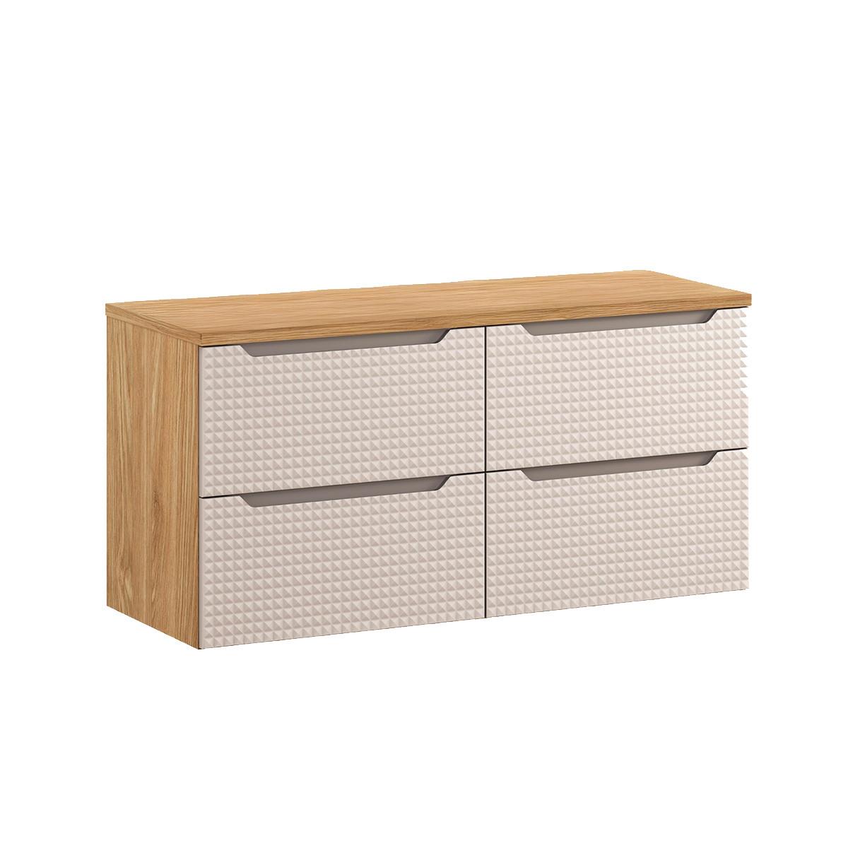 WASCHTISCHUNTERSCHRANK 120cm Mallory Beige und Holz - Braun, Holzwerkstoff (120/59.5/46cm) - Petits-meubles