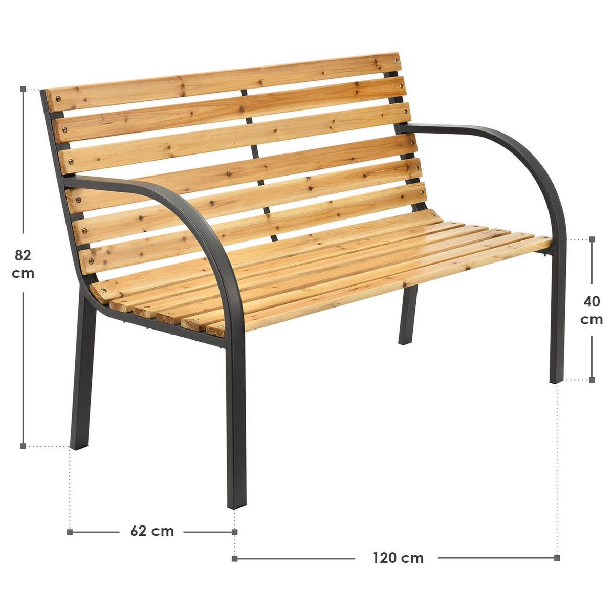 GARTENBANK Modena 2-Sitzer - Braun, Holz (120/82/62cm) - Juskys