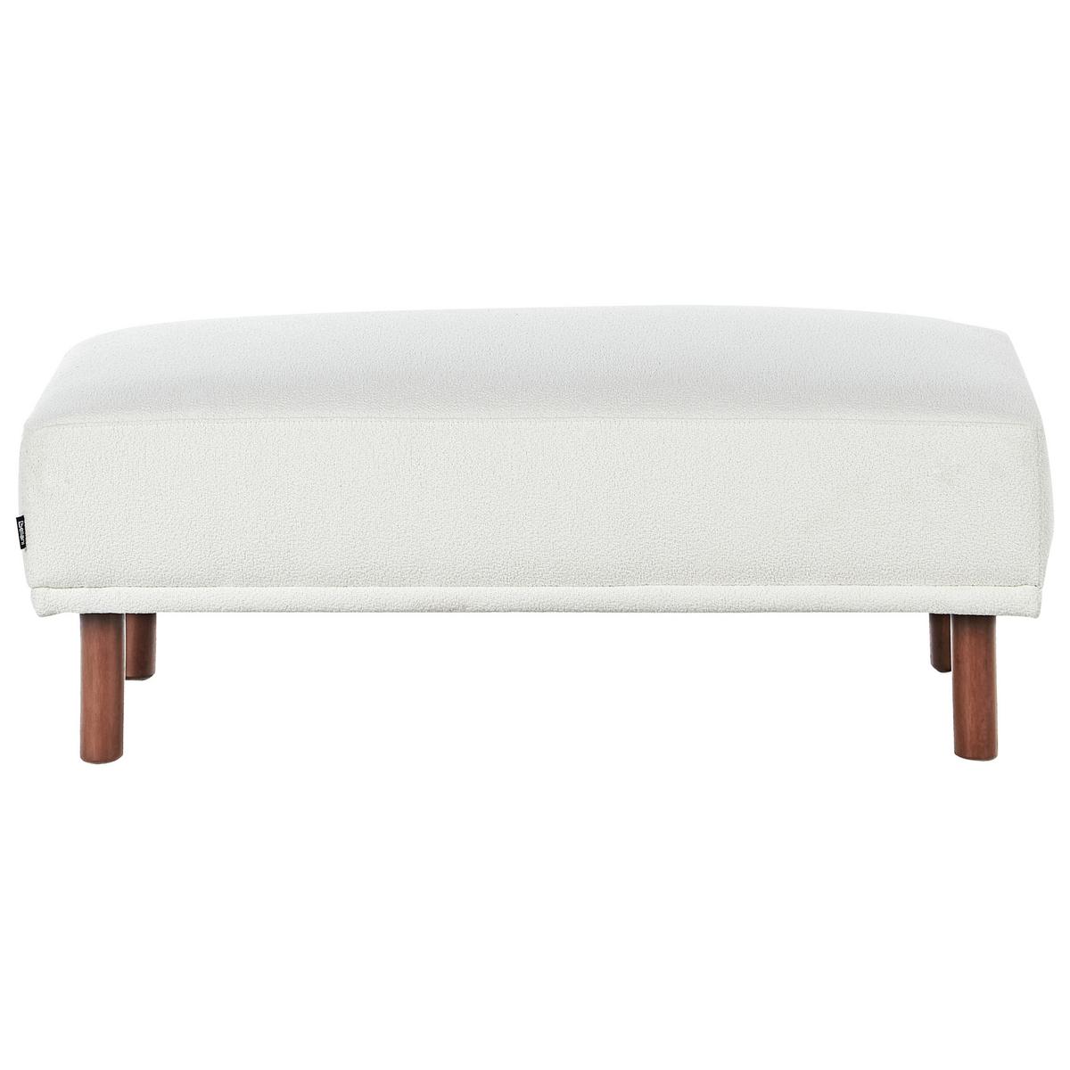 OTTOMANE Weiß Holt - Weiß/Braun, Textil (112/44/67cm) - Beliani
