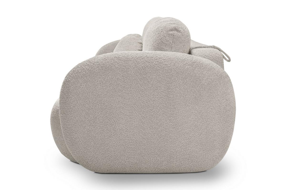 BETTSOFA AMICO Grau Bucle-Stoff mit Schlaffunktion - Grau, Holz (238/86.5/101cm) - MASSENO