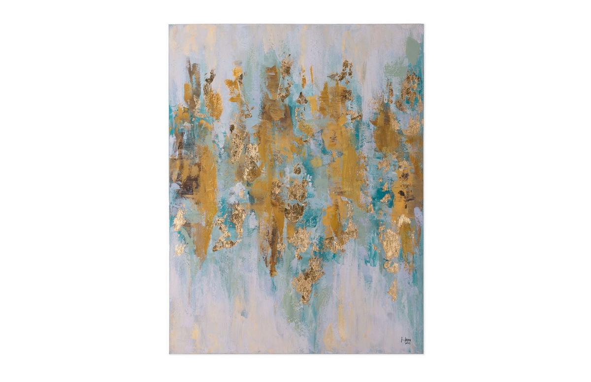 ACRYLBILD HANDGEMALT 75/100 cm - Türkis/Beige, Holz/Textil (75/100cm) - KUNSTLOFT