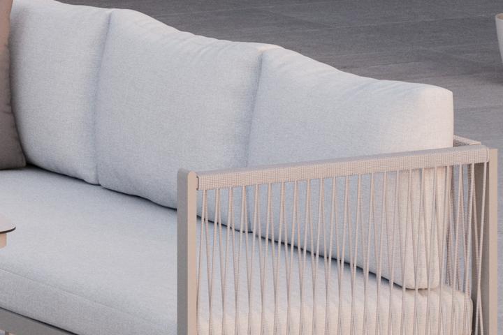 Loungegarnitur 4-teilig Kissen und Auflagen Beige Webstoff imprägniert Bezüge abnehmbar und waschbar