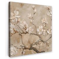 LEINWANDBILD Blumen - Modern - Beige - Weiß - Blüte Deko Groß 90x90 cm - Beige, Textil (90/90cm) - MuchoWow