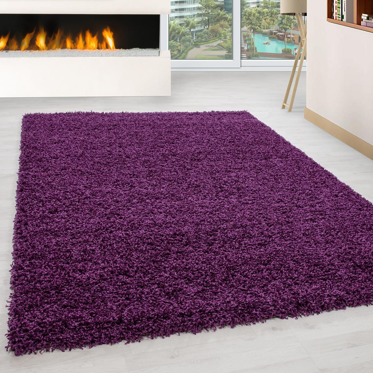 HOCHFLORTEPPICH RHEIN, einfarbig, Violett, 300 x 400 cm - Lila, Textil (300/400cm) - KADIMA DESIGN
