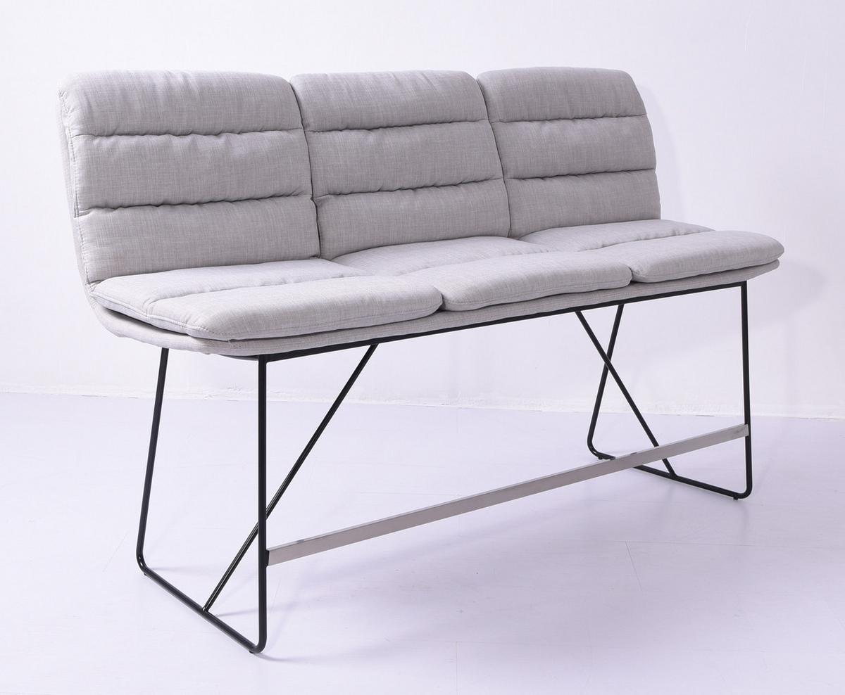 THEKENBANK VINCE Hellgrau Webstoff - Hellgrau, Textil (180/110/56cm) - KAWOLA