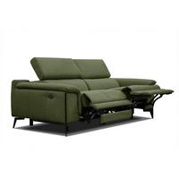 RELAXSOFA MATERA 3-Sitzer mit 2 Relaxfunktionen, olivgrün - Schwarz/Olivgrün, Holzwerkstoff/Textil (212/82/103cm) - Wozimo