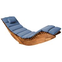 SONNENLIEGE mit Kissen Blau Brescia Premium - Braun, Holz (60/90/176cm)