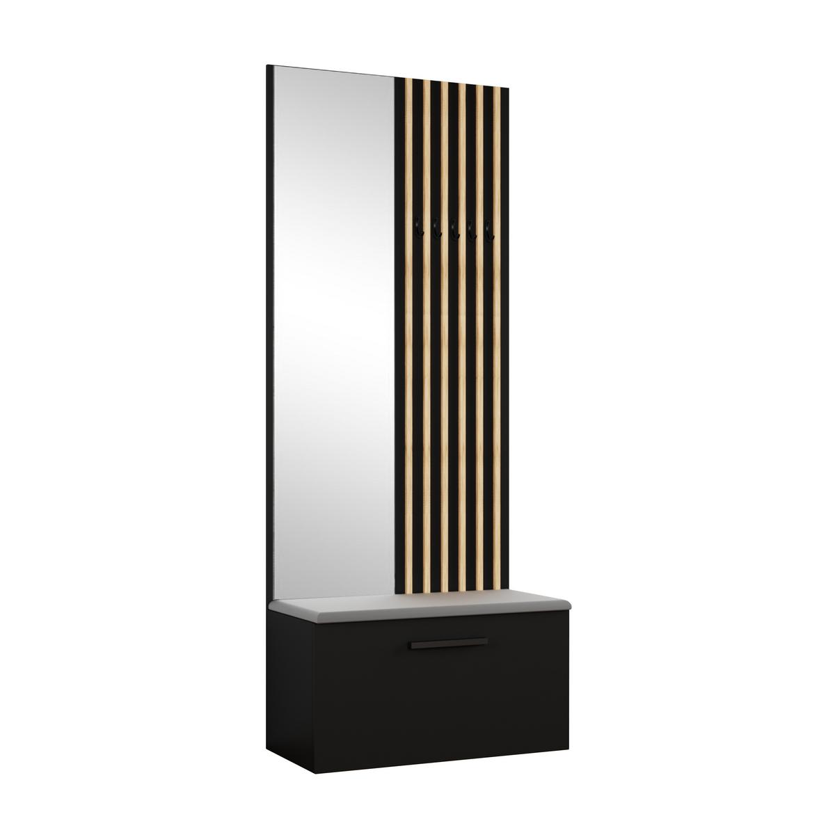 GARDEROBENSCHRANK MODULO 161,2/204/40 cm Modern Garderobe-Set Schwarz - Schwarz/Grau, Holzwerkstoff (161.2/204/40cm) - MASSENO
