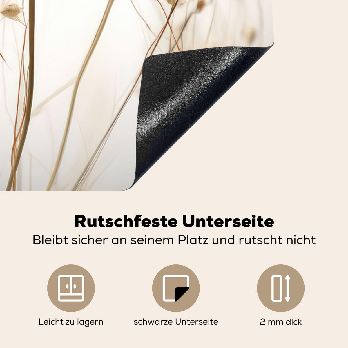 HERDABDECKPLATTE Blumen - Weiß - Sonnenlicht Ceranfeldabdeckung 85x52 cm - Ecru, Kunststoff (85/52/0.2cm) - MuchoWow