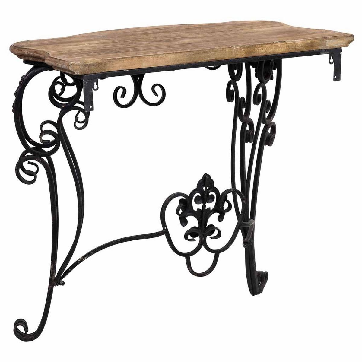 EMPFANGSTISCH aus Holz und Metall, gealtert 87x41X80h cm - Schwarz, Holz (41/87/80cm) - Wanderlust