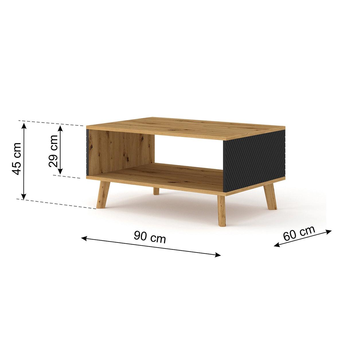 COUCHTISCH Nexa Holz und Schwarz - Schwarz, Holzwerkstoff (60/90/45cm) - Petits-meubles