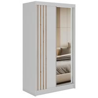 SCHWEBETÜRENSCHRANK mit Lamellen, Spiegel und Schubladen DIANA - 120 - Weiß und Eiche Artisan - Alufarben/Weiß, Holzwerkstoff/Metall (120/216/61cm) - MKS