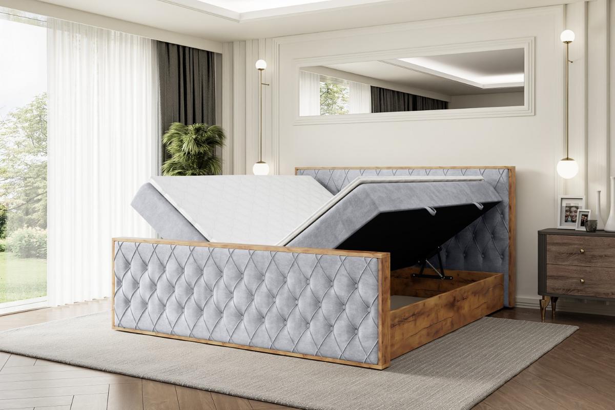 BOXBETT mit Matratze H3 und Lattenrost - LOLLI5-Z - 180x200 - Grau Monolith - Grau, Holzwerkstoff (180/200cm) - ALTDECOR