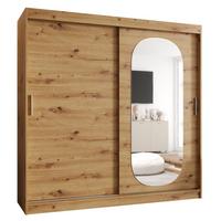 SCHIEBETÜRENSCHRANK mit Spiegel ROYAL 200/200/62 2-türig - Silberfarben/Eiche Artisan, Holz (200/62/200cm) - MÖBEL KRYSPOL