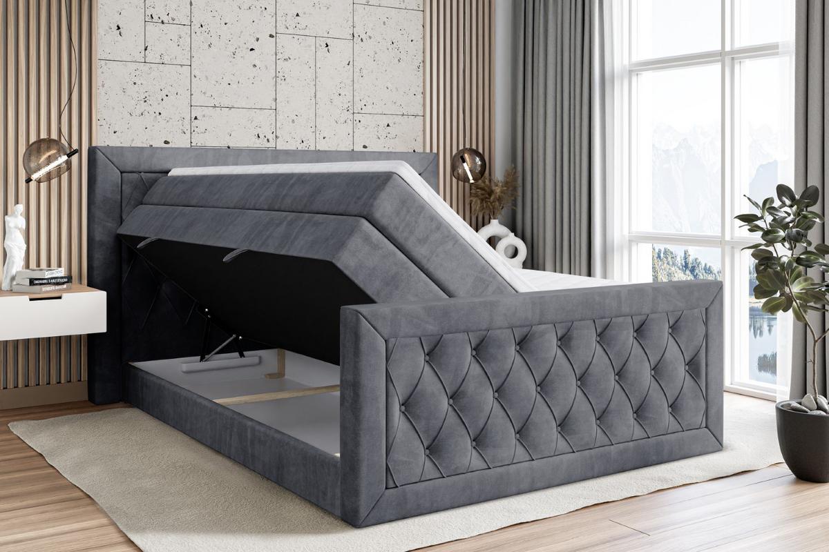 BOXSPRINGBETT NOEL-Z KING - 200 x 200 - H3/H4 - Dunkelgrau - Dunkelgrau, Holzwerkstoff (200/200cm) - ALTDECOR