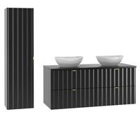 BADMÖBEL 120.6cm Lexa 2er-Set Schwarz - Schwarz, Holzwerkstoff (120.6/52.2/46.5cm) - Petits-meubles