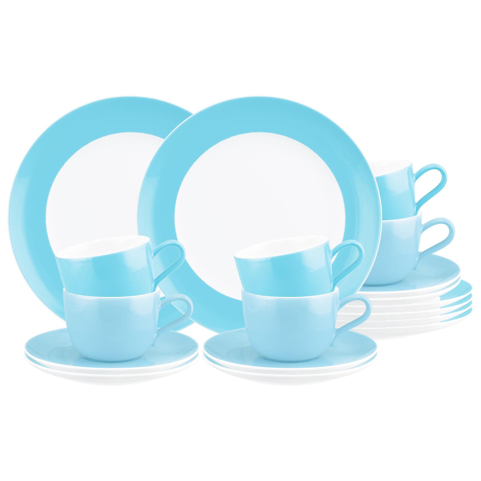 KAFFEESERVICE Liberty Pure Colors Lagoon Blue 18-tlg. - Blau, Keramik (2/2/2cm) - Seltmann Weiden