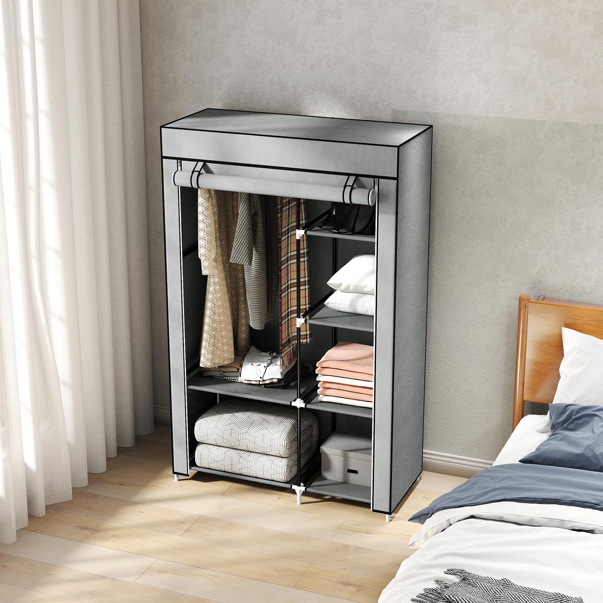 KLEIDERSCHRANK, Stoffschrank, Grau - Grau, Metall (43/162.5/103cm) - HOMCOM