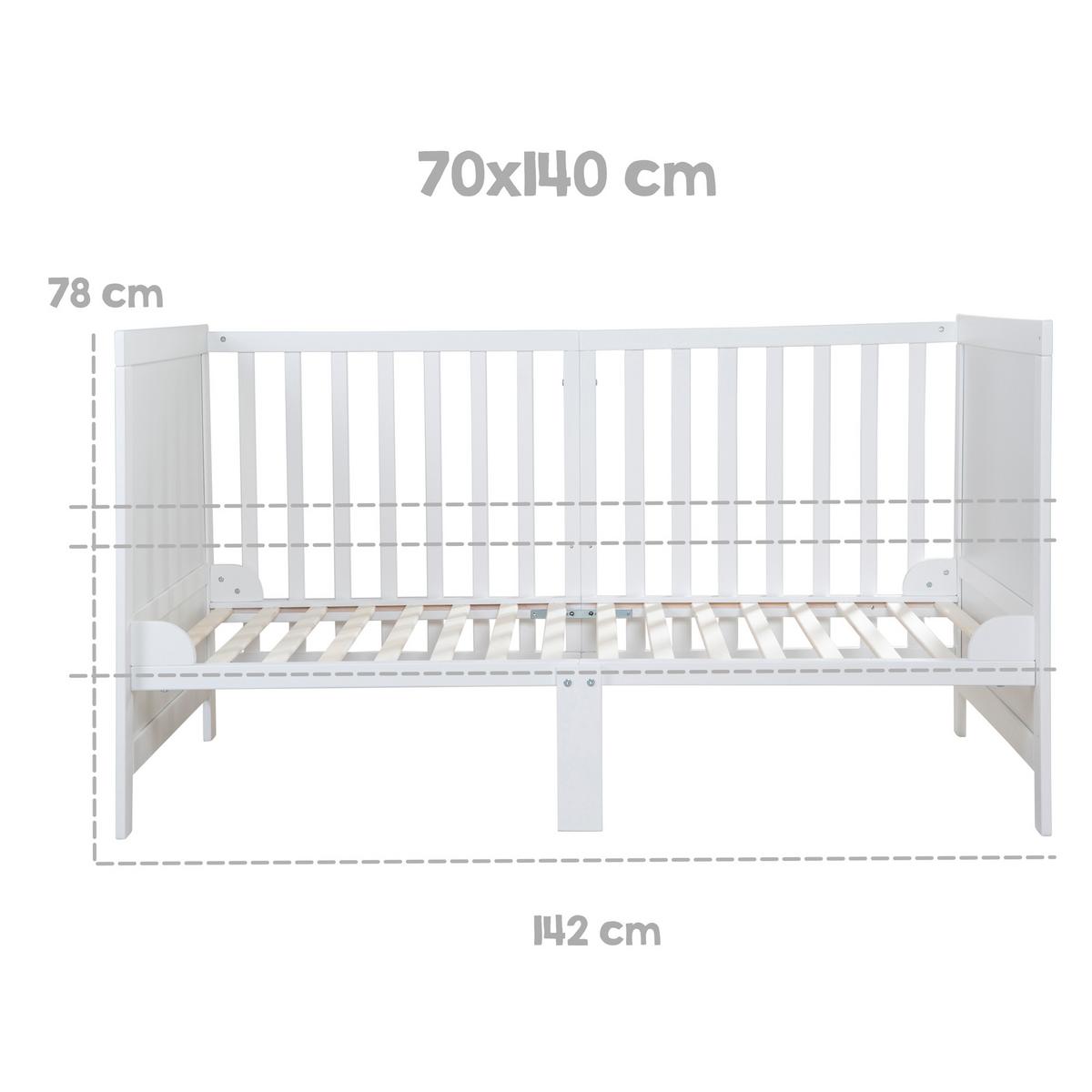 BABYBETT mit Matratze Easy Sleep 70 x 140 cm - Weiß, Holzwerkstoff/Textil (70/140cm) - Roba
