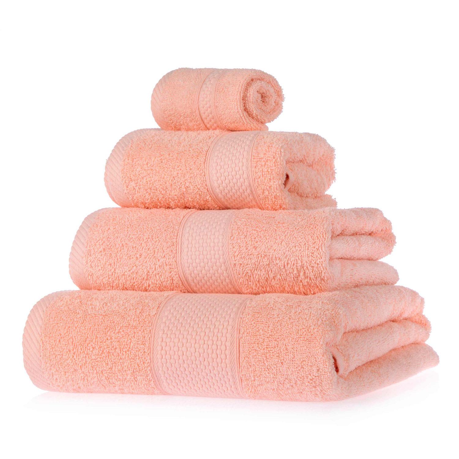 FROTTIERSET Essential 4-teilig apricot - Koralle, Textil (100/150cm) - Homescapes