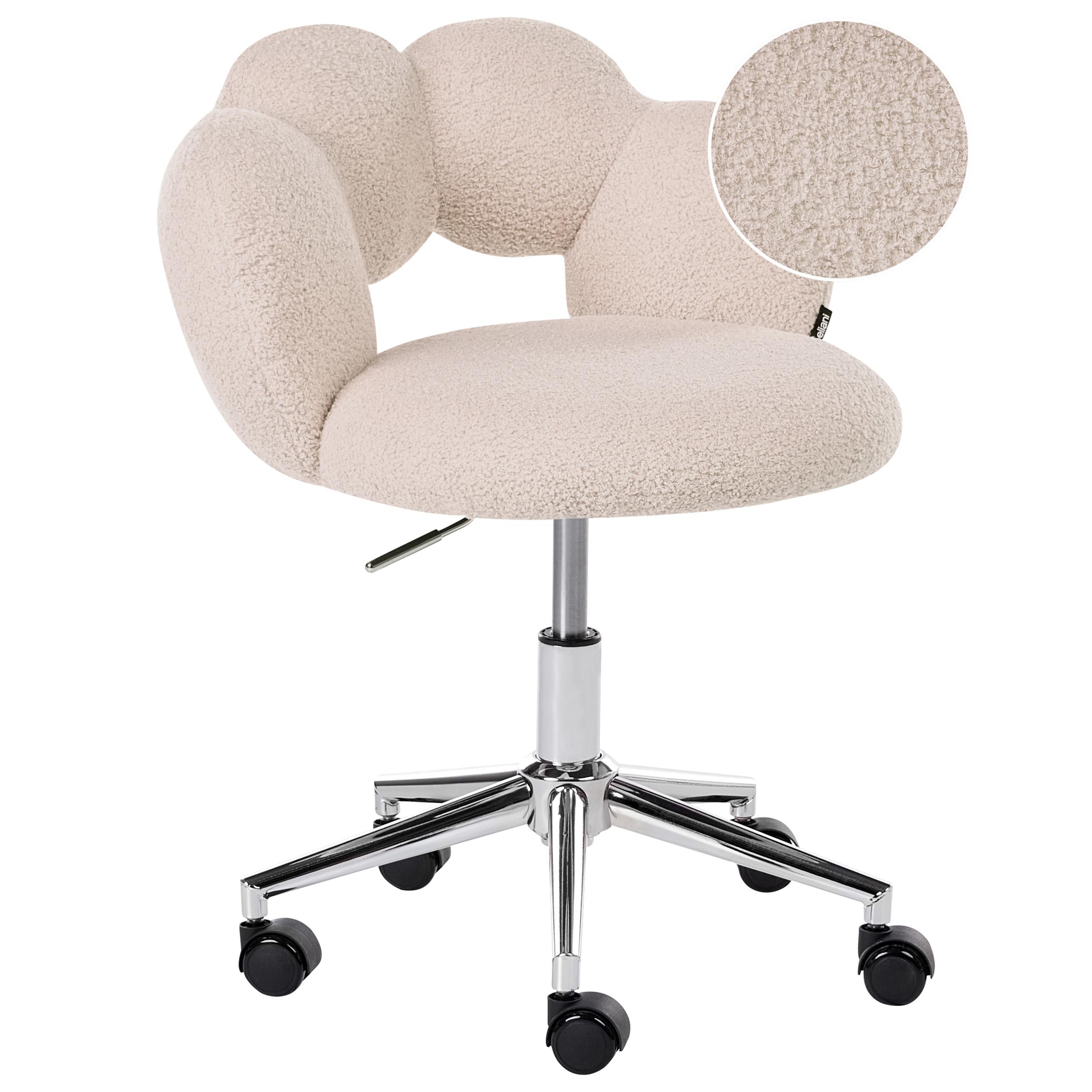 SCHREIBTISCHSTUHL Bouclé Hellbeige Whizzy - Beige, Textil (59/64/50cm) - Beliani