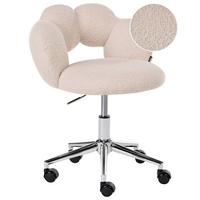 SCHREIBTISCHSTUHL Bouclé Hellbeige Whizzy - Beige, Textil (59/64/50cm) - Beliani
