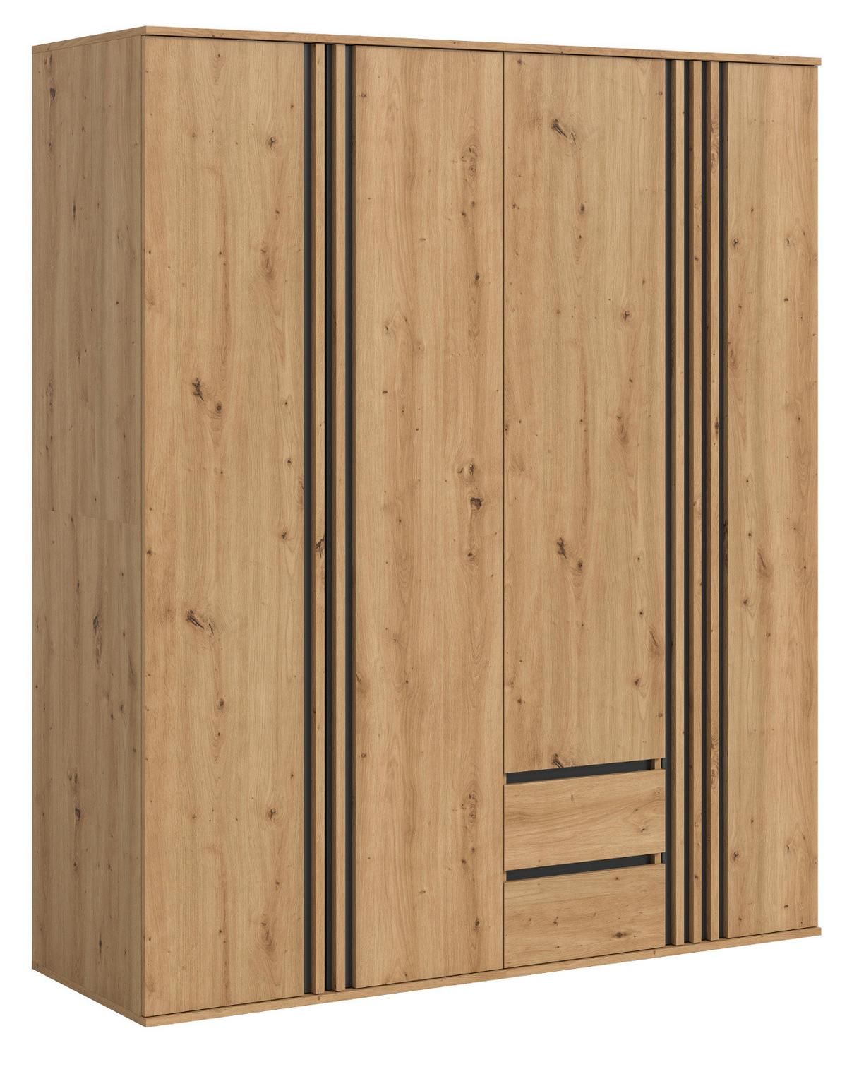 KLEIDERSCHRANK Eiche Artisan, grau 160 x 192 cm, Drehtürenschrank 4-türig - Anthrazit/Eiche Artisan, Holzwerkstoff (160/192/56cm) - Inn.Furn