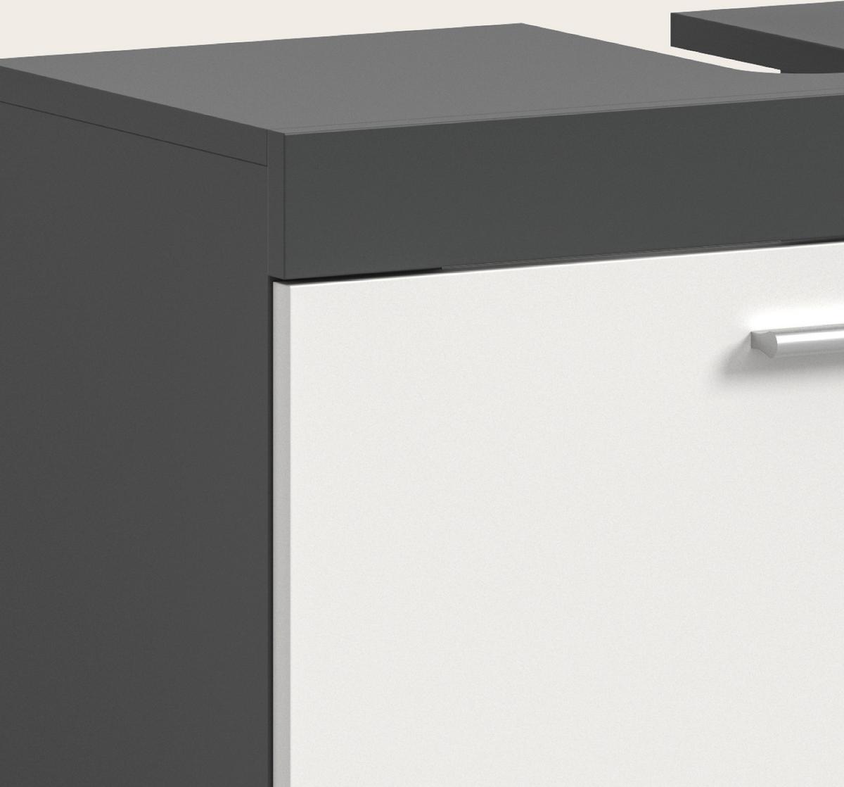 WASCHBECKENUNTERSCHRANK grau, weiß 65 cm, Unterschrank 1-türig - Silberfarben/Weiß, Holzwerkstoff/Kunststoff (65/63/31cm) - Inn.Furn