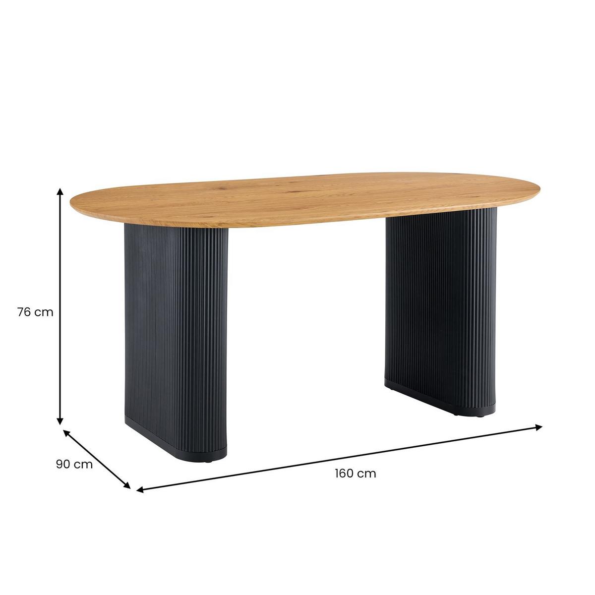 ESSTISCH MAXIM Eiche - Eichefarben, Metall (90/160/75cm) - IDIMEX