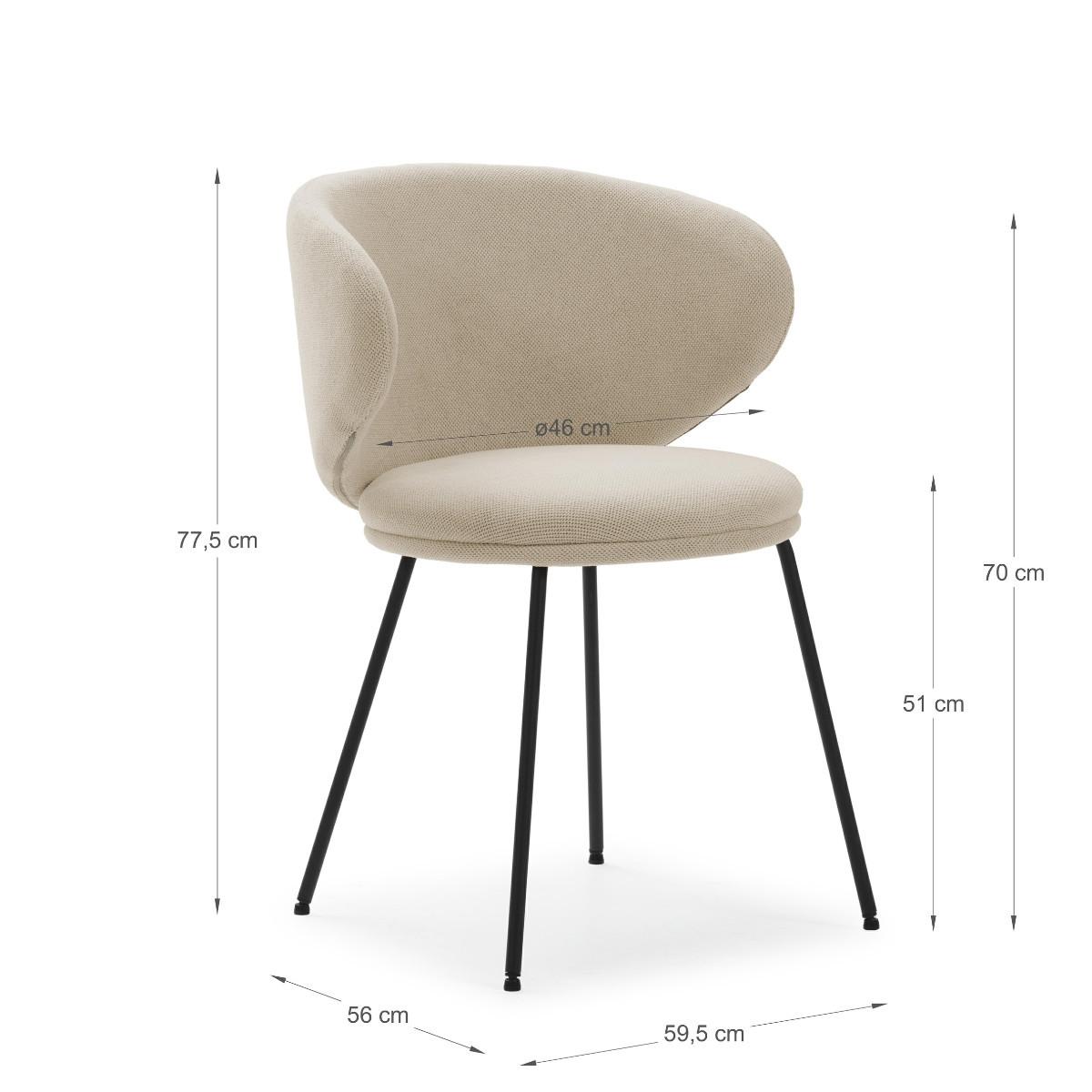 ESSZIMMERSTUHL Rush Beige 60/58/51 cm 2er-Set - Beige, Textil (58/51/60cm) - Calicosy