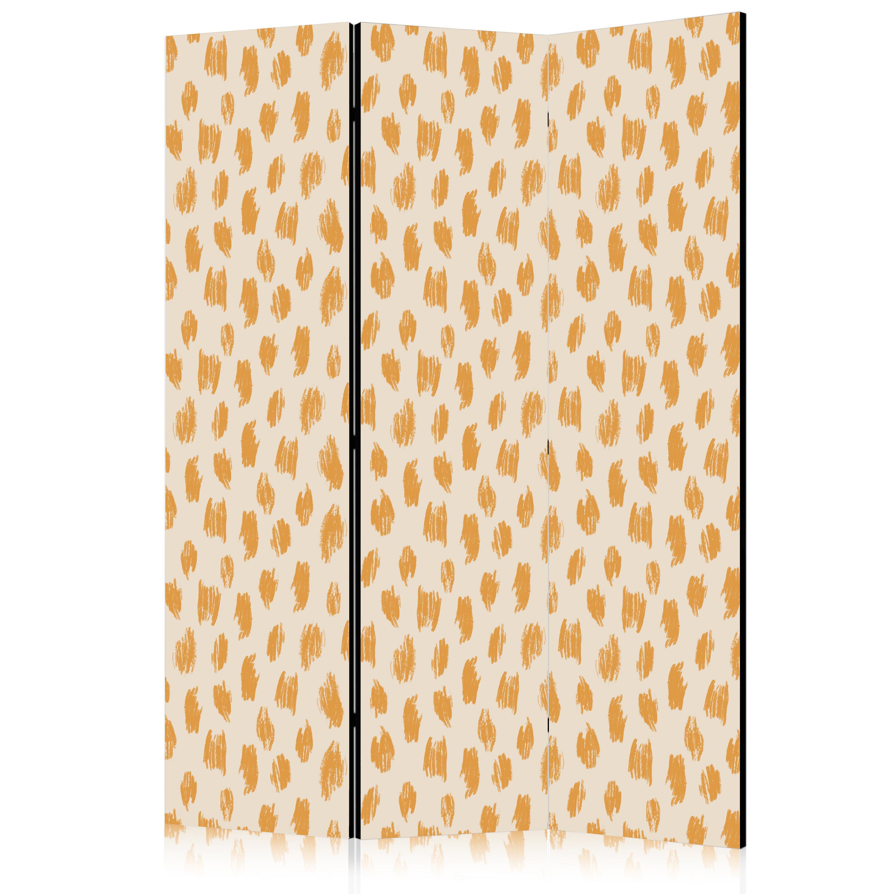 PARAVENT Einseitig Bedruckter 3-tlg 135x172 cm Punkte Abstraktion - Gelb, Holz/Textil (135/172/3cm) - Muralo