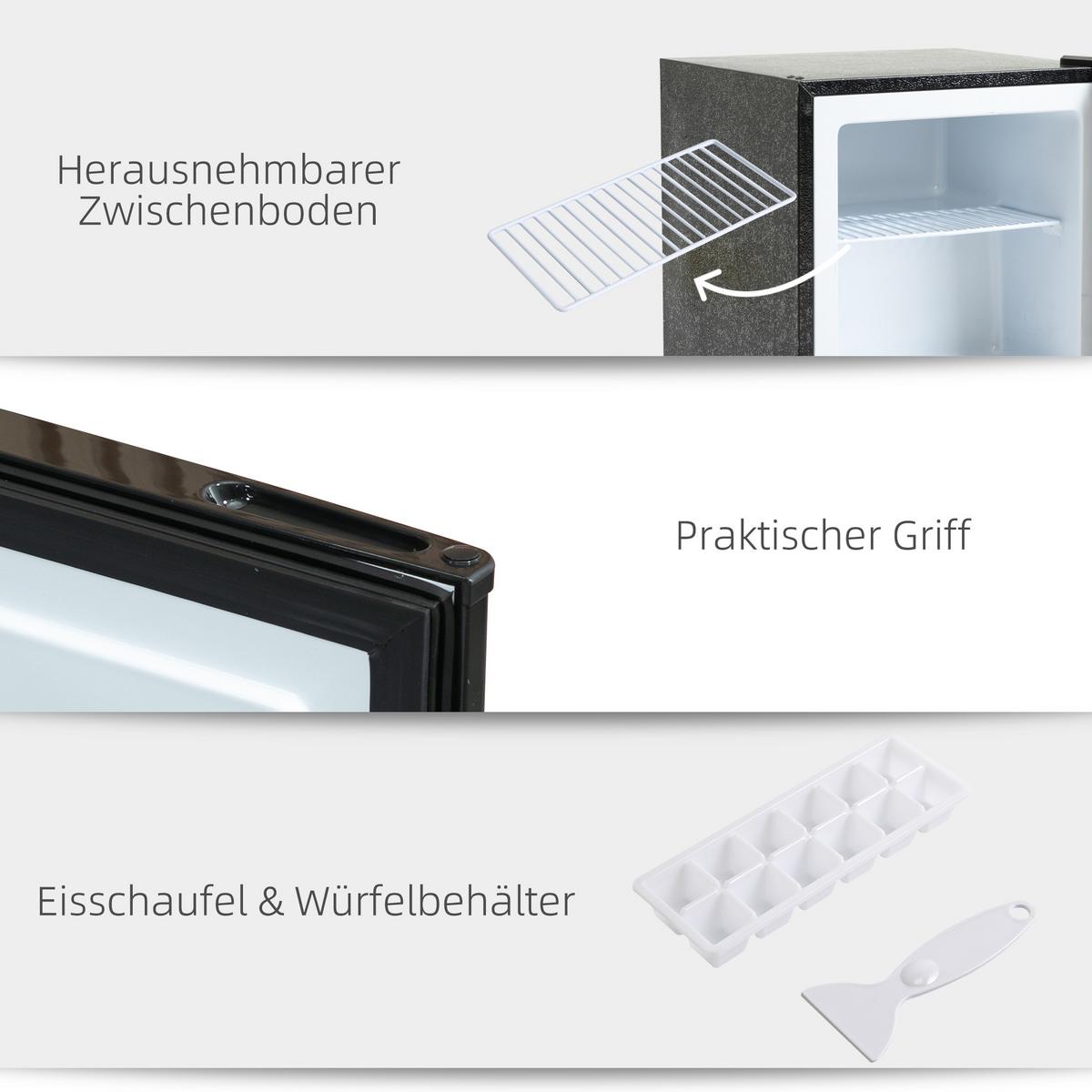 MINI-GEFRIERSCHRANK Stahl Kunststoff Schwarz - Schwarz, Kunststoff (44.2/48.8/47cm) - HOMCOM