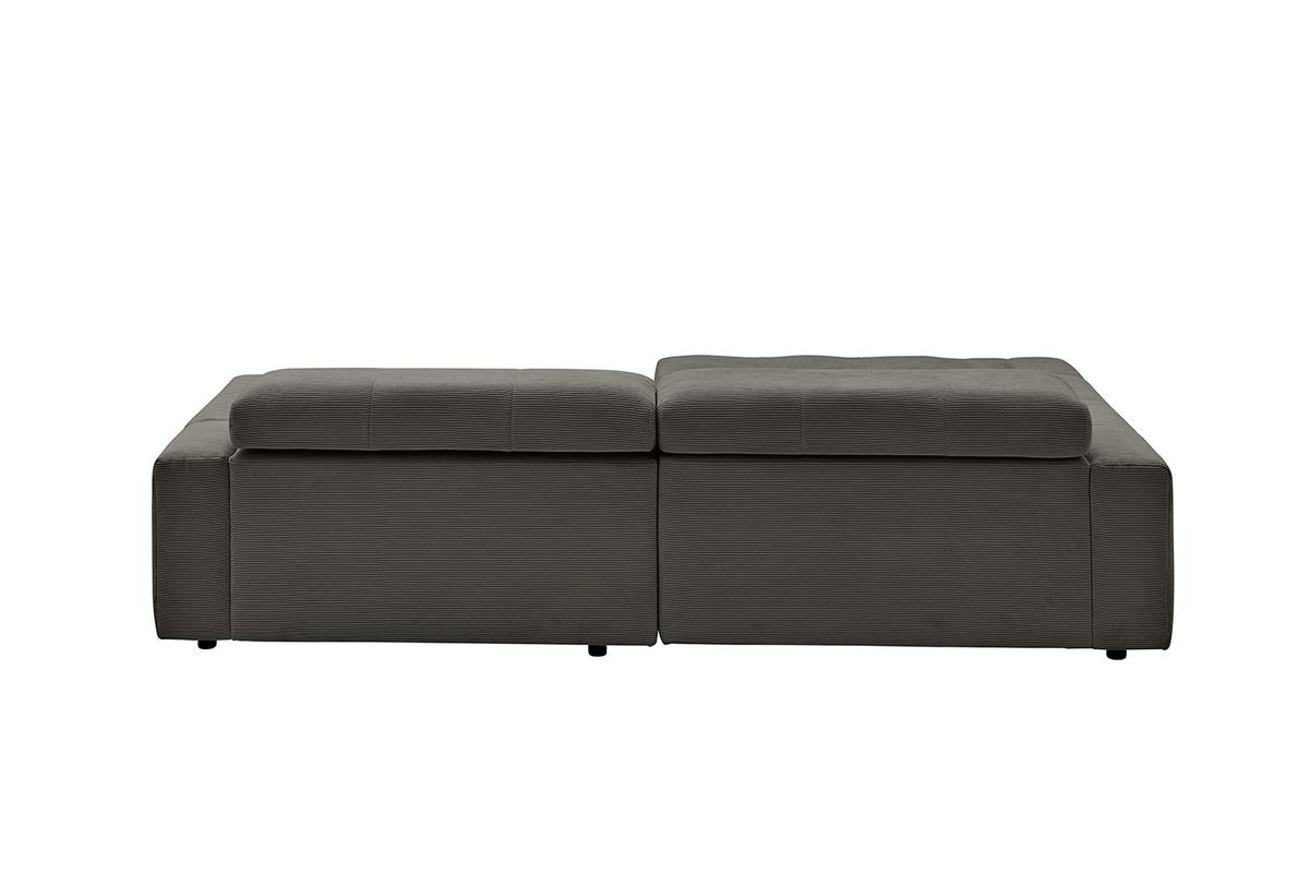 ECKSOFA MIT MOTORISCHEM SITZVORZUG RENO Anthrazit Cord Relaxfunktion - Anthrazit/Schwarz, Kunststoff/Textil (258/217cm) - KAWOLA