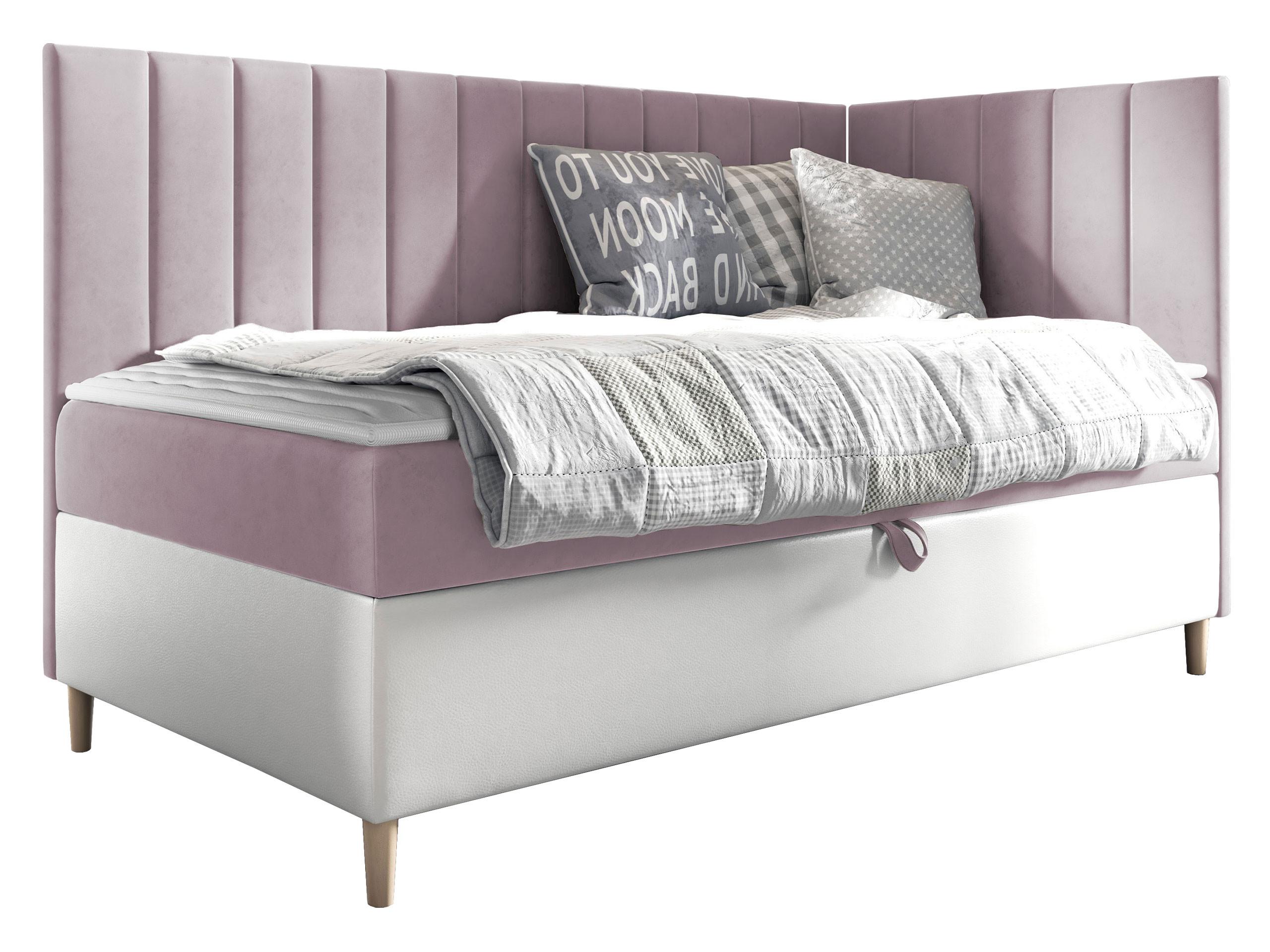 BOXBETT Maja Junior 3, Seite zum Öffnen des Bettkastens: Rechts - H3 - Weiß/Rosa, Holz (90/200cm) - MIRJAN24