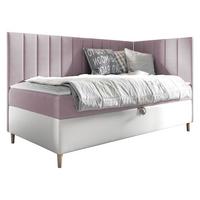 BOXBETT Maja Junior 3, Seite zum Öffnen des Bettkastens: Rechts - H3 - Weiß/Rosa, Holz (80/200cm) - MIRJAN24