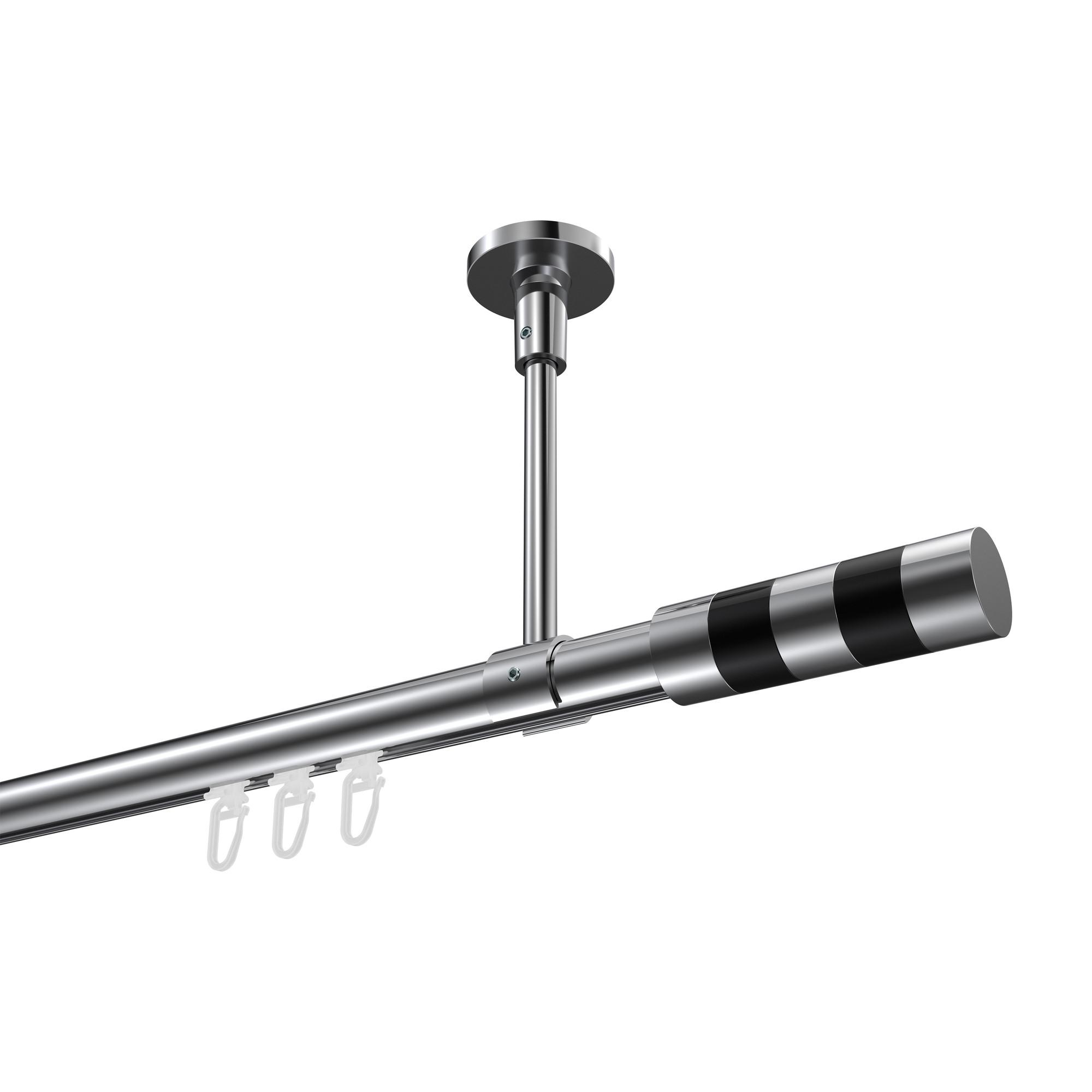 GARDINENSTANGE INNENLAUF Sonette Mavell 180 cm, 1-läufig, 20 mm Ø Chrom - Chromfarben/Schwarz, Metall (180cm) - INTERDECO