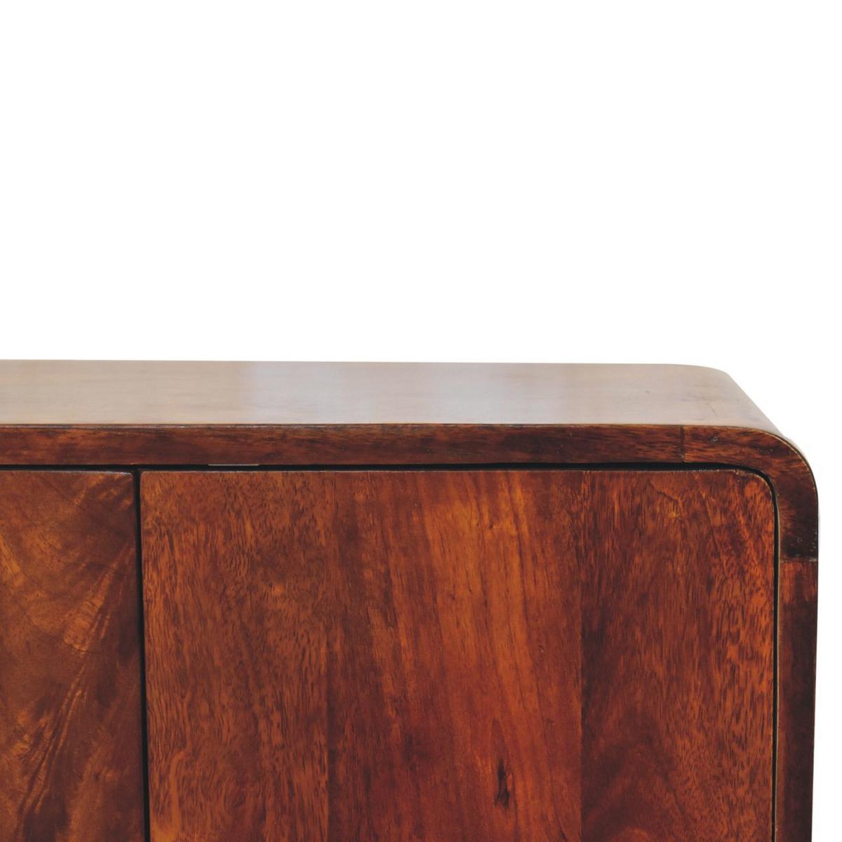 SCHRANK Mini Klassisch Kastanie, 2 Türen und 2 Regale, Dunkelbraun - Dunkelbraun/Messingfarben, Mangoholz/Holz (55/65/30cm) - Artisan Furniture