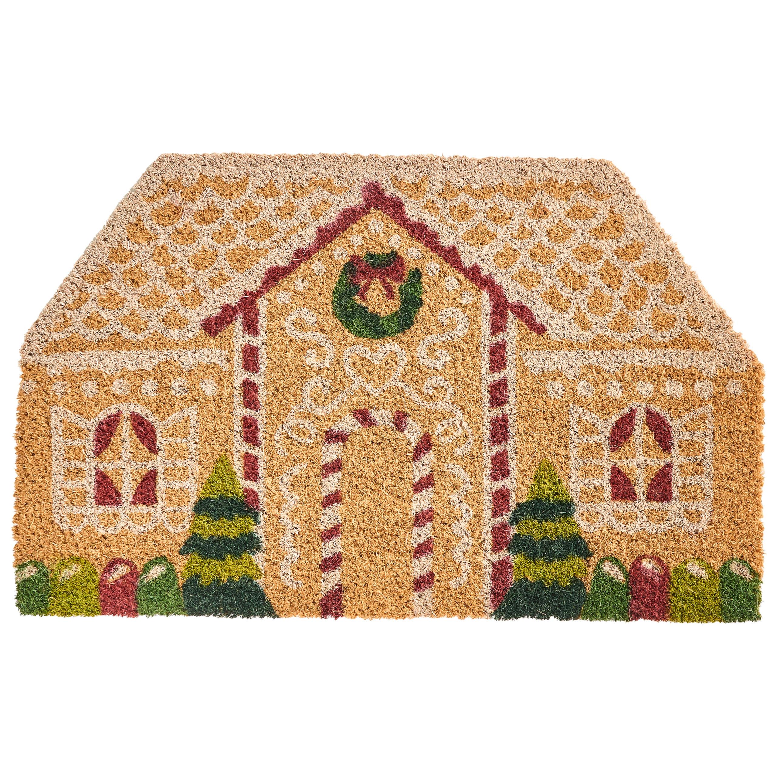 FUSSMATTE Naturfarben 50/80 cm Weihnachtsmotiv Kokosfasern Selatna - Naturfarben, Textil (50/80cm) - Beliani