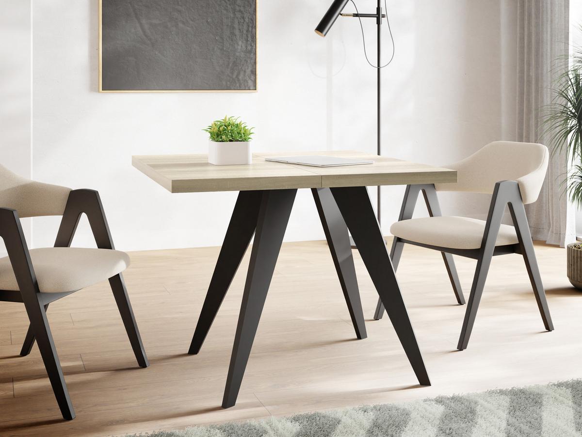 ESSTISCH Quadro quadratischer ausziehbarer, Sonoma Eiche 100-200/100/76 cm - Schwarz/Sonoma Eiche, Holz/Holzwerkstoff (100/200/76cm) - WFL GROUP