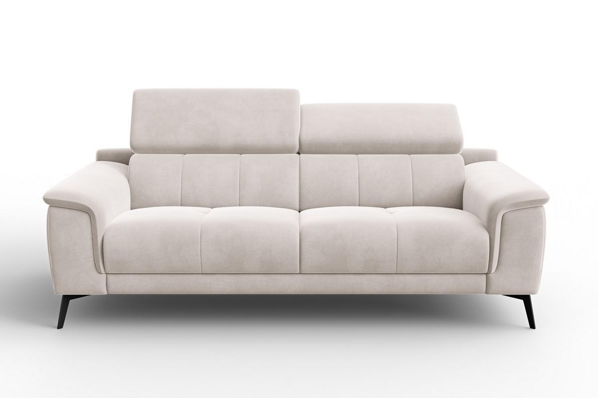 SOFA FIERO 3-Sitzer, Beiger Veloursstoff - Beige/Schwarz, Holz/Textil (212/82/103cm) - Courtois Laville