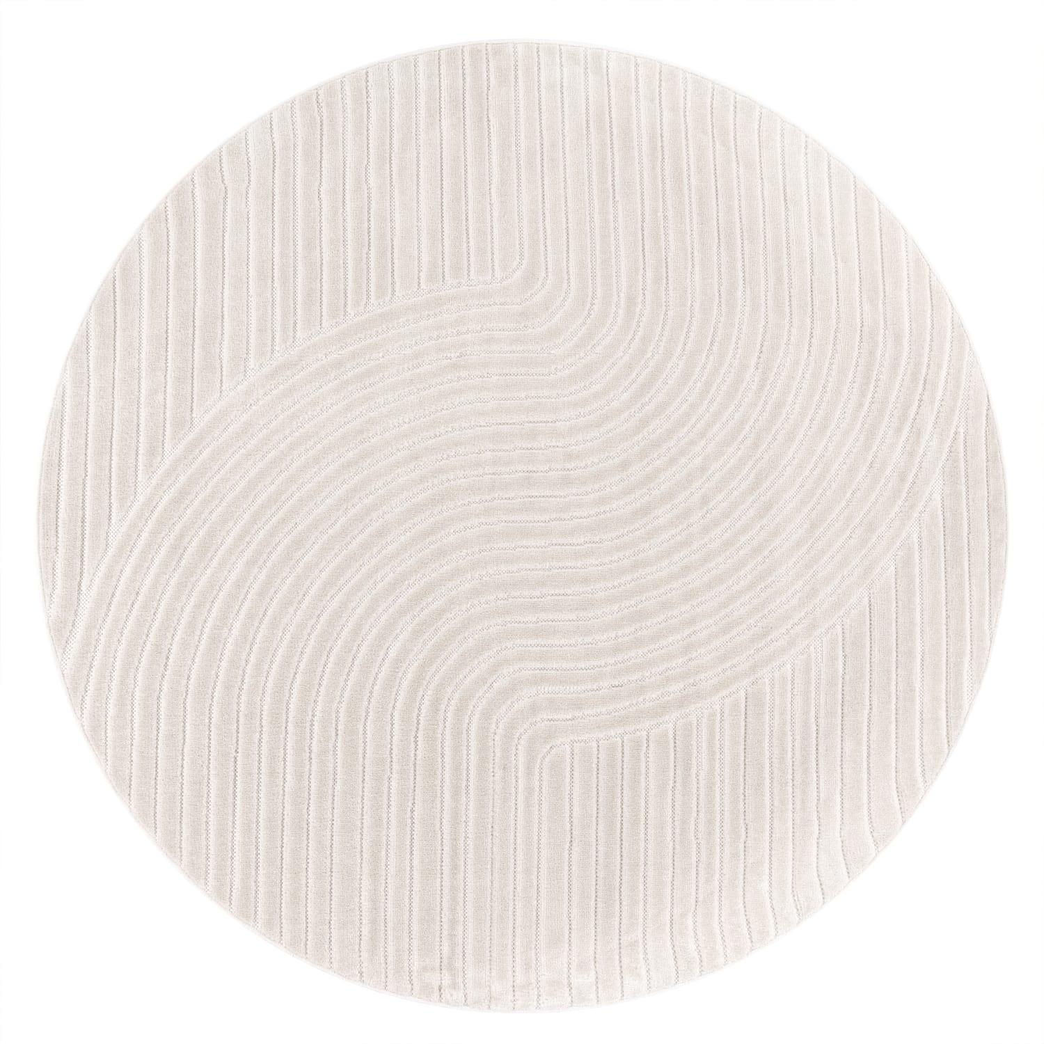 KURZFLORTEPPICH, mit Struktur, Florhöhe 6 mm, Creme, Ø 160 cm - Creme, Textil (160/160cm) - KADIMA DESIGN