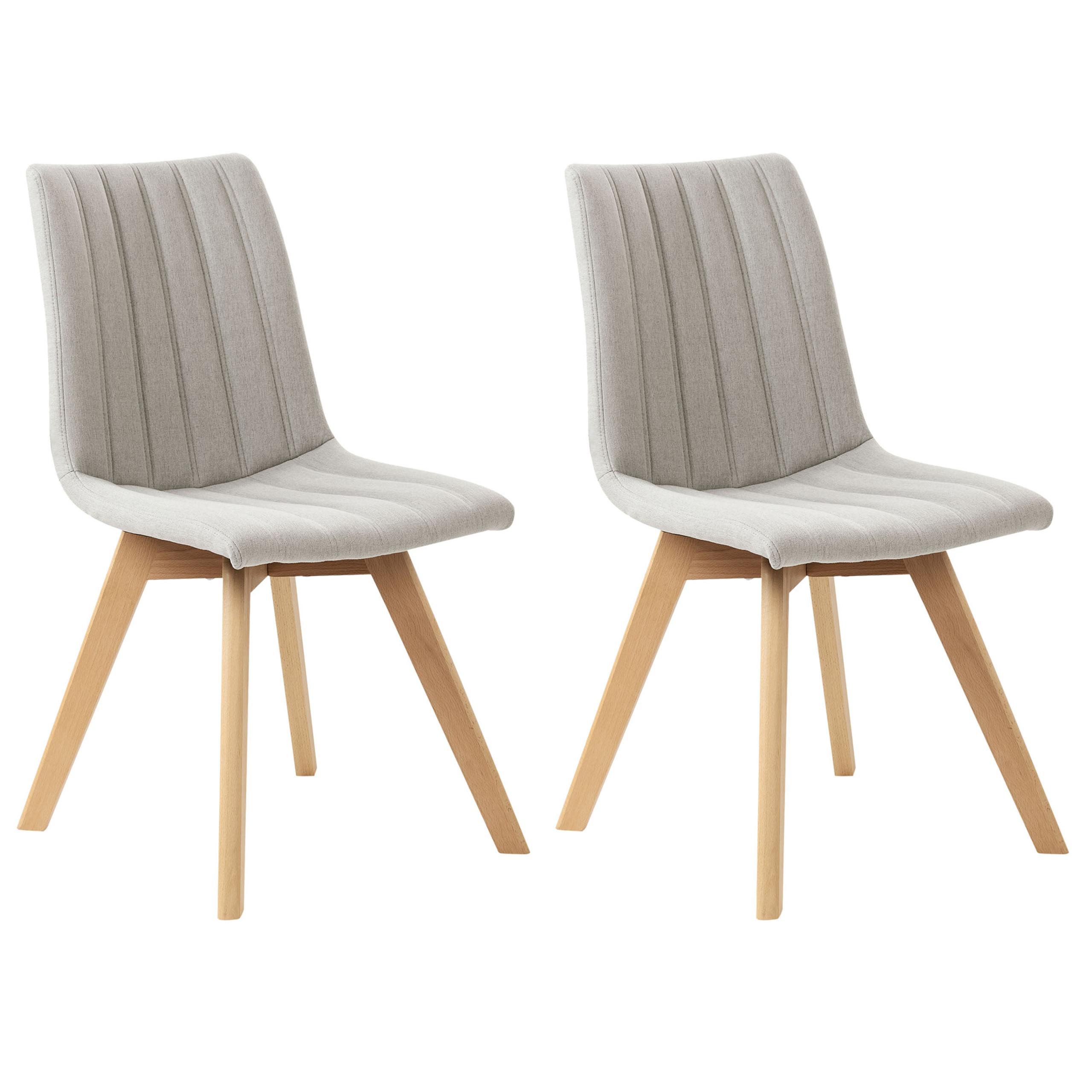 ESSZIMMERSTUHL 2er-Set Hellgrau Calgary - Hellgrau/Braun, Textil (48/86/56cm) - Beliani