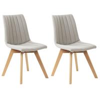 ESSZIMMERSTUHL 2er-Set Hellgrau Calgary - Hellgrau/Braun, Textil (48/86/56cm) - Beliani