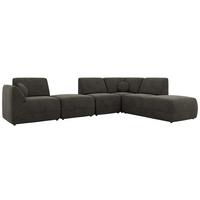 ECKSOFA NOARA 6M L Dunkelgrau Velvet - Rechts - Dunkelgrau/Schwarz, Kunststoff/Textil (355/244cm) - MKS