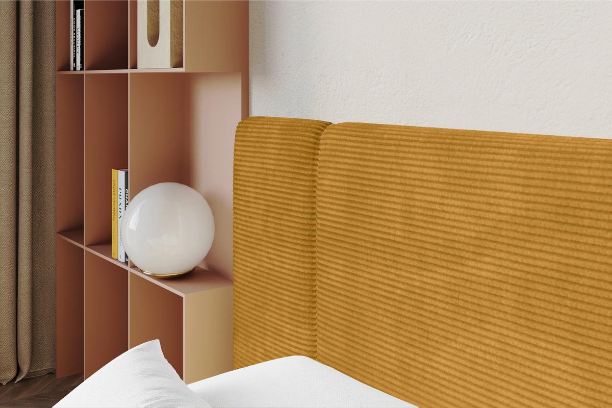 POLSTERBETT mit Bettkasten, Fußteil und Lattenrost, Boxbett ohne Matratze - NILO-Z 160x200 Senfgelb - Currygelb, Holzwerkstoff/Textil (160/200cm) - ALTDECOR